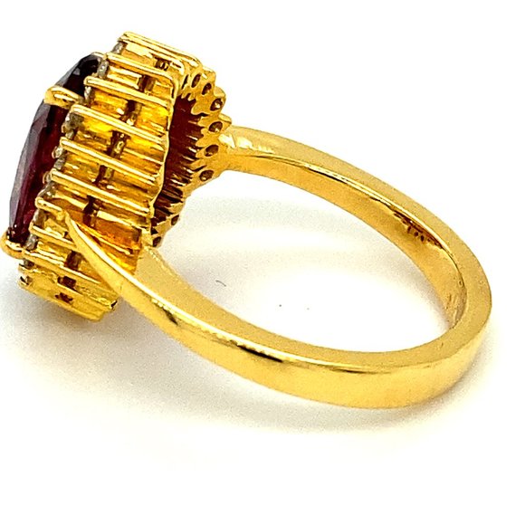 Red Spinel 4.55ct Diamonds Solid 18K Gold Ring - Picture 6 of 7